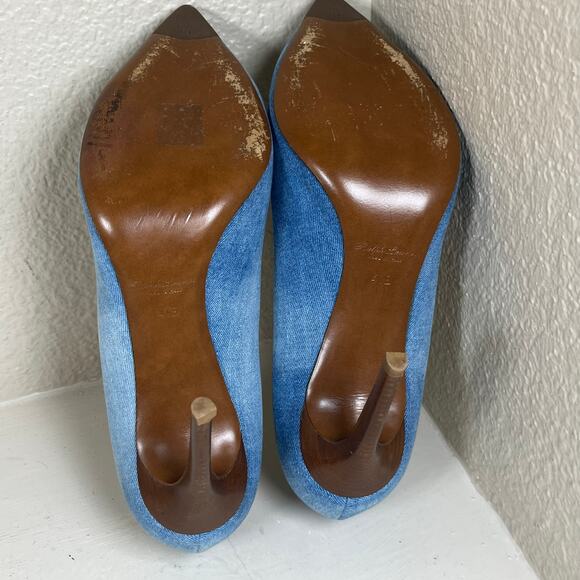 Ralph Lauren Purple Label Cecilia Bleached Denim Pump 4” Heel - size 41B - Picture 6 of 12